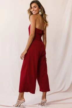Chosen Strapless Wide Leg Jumpsuit Wine 8 Chosen Strapless Wide Leg Jumpsuit Wine -Fashion women's clothing photo 1396 14289b red 1