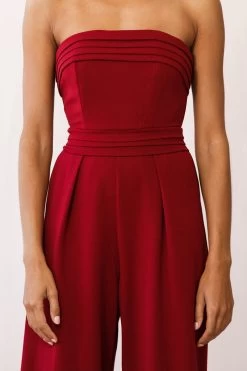 Chosen Strapless Wide Leg Jumpsuit Wine 9 Chosen Strapless Wide Leg Jumpsuit Wine -Fashion women's clothing photo 1398 14289b red 1