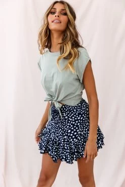 Robyn Flounce Polka Dot Mini Skirt Navy -Fashion women's clothing photo 1793 14254b14 s navy