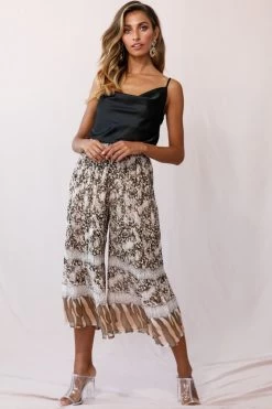 Gemini Accordion Pleat Wide Leg Pants Brown Leopard 10 Gemini Accordion Pleat Wide Leg Pants Brown Leopard -Fashion women's clothing photo 1805 27038b02 brown leopard