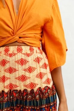 Alexi Mini Skirt Aztec Print Red -Fashion women's clothing photo 246 25292b14 s red 25343d02 tan 1