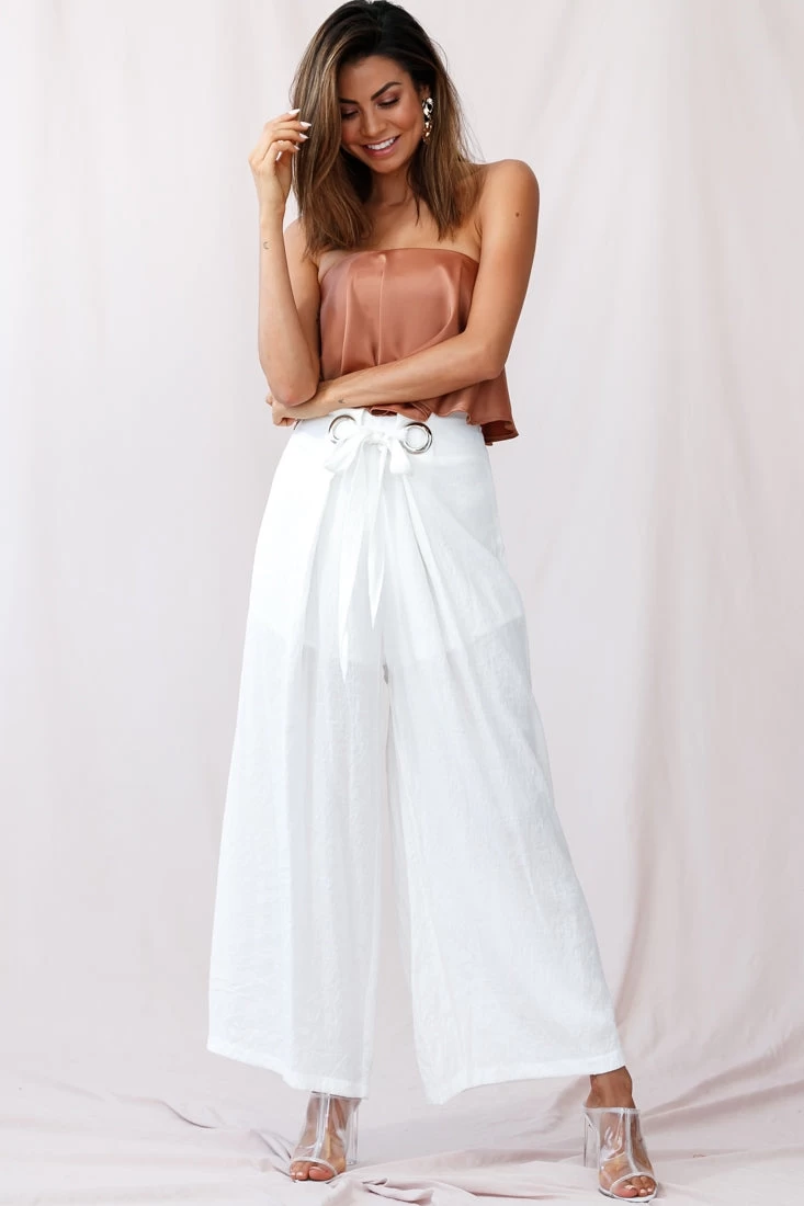 Saigon Wide Leg Eyelet Pants White 1 Saigon Wide Leg Eyelet Pants White
