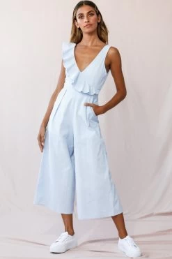 Cheryl Ruffle Strap Wide Leg Jumpsuit Steel Blue 11 Cheryl Ruffle Strap Wide Leg Jumpsuit Steel Blue -Fashion women's clothing photo 2934 62461d steel blue