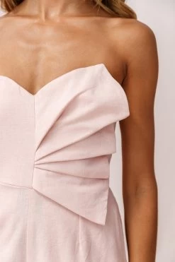 Call Me Wide-Leg Linen Bandeau Jumpsuit Blush -Fashion women's clothing photo 324 61997d blush