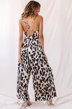 Mali Wide Leg Belted Jumpsuit Leopard -Fashion women's clothing photo 3471 st1914d01 leopard