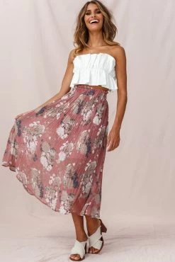 Caroline Accordion Pleat Midi Skirt Rose -Fashion women's clothing photo 625 skirt 26835b white 26917b03 rose