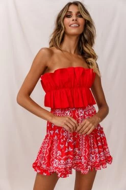 Alexi Mini Skirt Red -Fashion women's clothing photo 662 26835b red 25292b11 s red