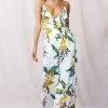 Melita Ruffle V-Neckline Jumpsuit Tropical Print White