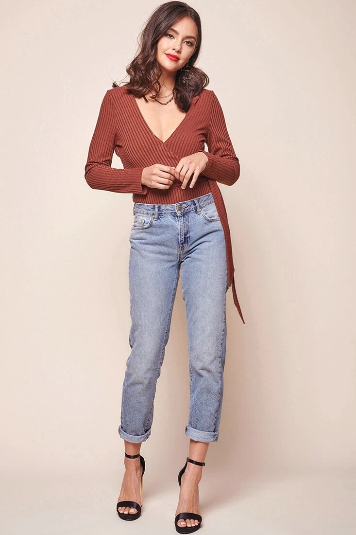 Herieth Long Sleeved Ribbed Bodysuit Chestnut 2 Herieth Long Sleeved Ribbed Bodysuit Chestnut - Image 2