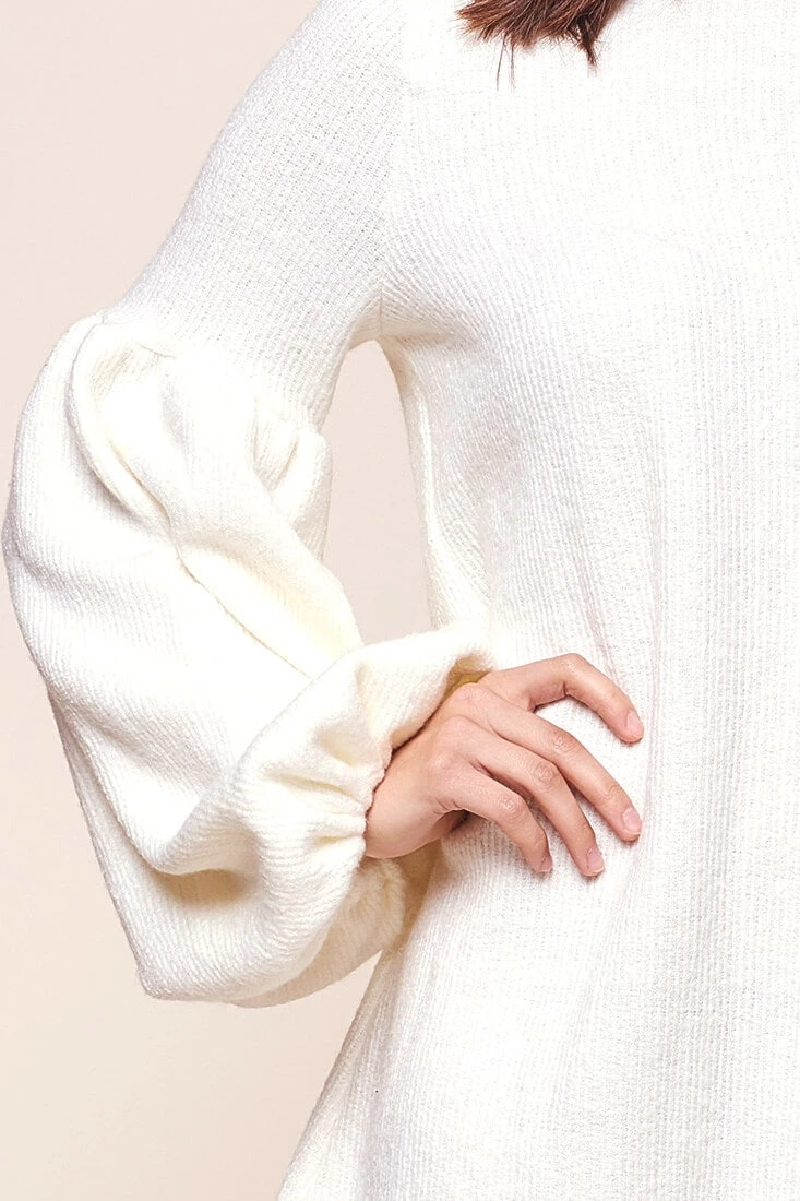 Morais Puff Sleeved Sweater Dress Off White 4 Morais Puff Sleeved Sweater Dress Off White - Image 4
