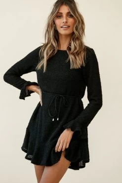 Montville Long Sleeve Knit Dress Black