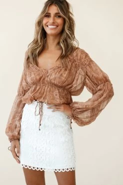 Dinah Crochet Overlay Skirt White -Fashion women's clothing st2222d white st2321b tan 190903sl2079 1