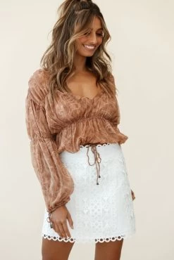 Dinah Crochet Overlay Skirt White -Fashion women's clothing st2222d white st2321b tan 190903sl2084 2