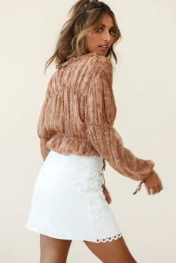 Dinah Crochet Overlay Skirt White -Fashion women's clothing st2222d white st2321b tan 190903sl2090 1
