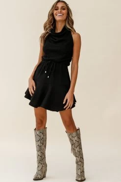 Cosette Cowl Halterneck Knit Dress Black -Fashion women's clothing st2272b black 190910sl0728