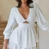 Awakening Long Sleeve Twist Bust Romper White