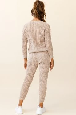 Kansas Cable Knit Fitted Pants Brown 10 Kansas Cable Knit Fitted Pants Brown -Fashion women's clothing znl019 brown 3